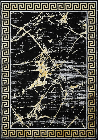 GLORY RUGS Area Rugs Marble 2x7 Black Gold Carpet Modern Abstract Rug Living Room Dining Bedroom Rug