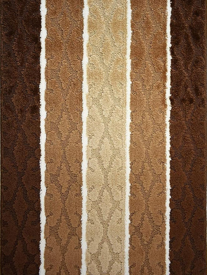 Custom Size Damask Hallway Runner Rug Slip Resistant, 26 Inch Wide x Your Choice of Length Size, Brown, 26 Inch X 12 Feet, Sold and Priced Per Foot