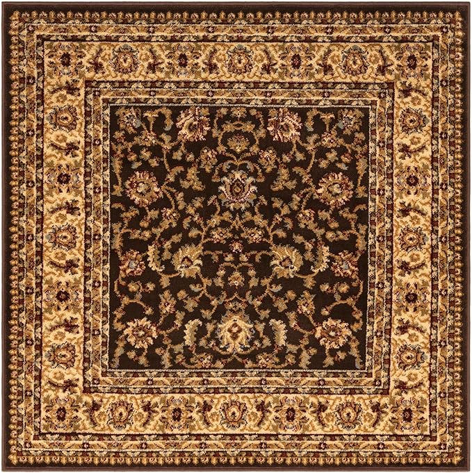 Rugs.com Aditi Collection Rug – 4' Square Brown Low Rug Perfect for Living Rooms, Kitchens, Entryways