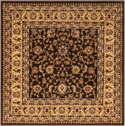 Rugs.com Aditi Collection Rug – 4' Square Brown Low Rug Perfect for Living Rooms, Kitchens, Entryways