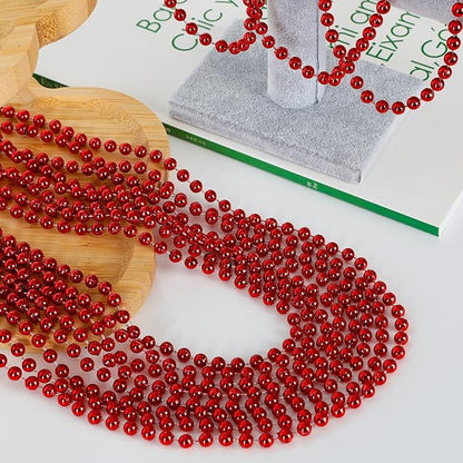 120PCS Bead Necklace, Red Mardi Gras Beads, 33 IN Mardi Gras Accessories, Party Costume Beads Parade Throws Bulk for Christmas Pirate Wedding Party Favors Supplies Decoration