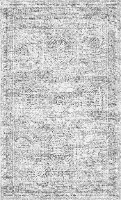2x3 Washable Rug Runner for Bathroom, Soft Entryway Rug for Laundry Room, Kitchen, Vintage Abstract Hallway Runner for Bedroom, Anti-Slip Door Mat Indoor Entrance(2'x3', Grey/Ivory)