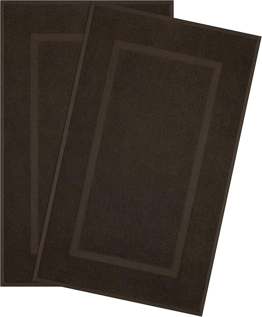 Cotton Paradise 100% Cotton Bath Mats for Bathroom Floor Set of 2 Pack, 20x34 Soft Absorbent Washable Quick Dry Tub Bathmat, Brown Towel Bath Mat