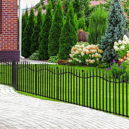 10 Panels No Dig Garden Fence - 24in H x 22.5ft L, Reinforced Square Tube Rustproof Metal Animal Barrier for Dogs & Rabbits, Outdoor Decorative Border Fencing for Yards & Gardens