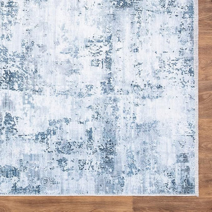 Bloom Rugs Caria Washable Non-Slip 5x7 Rug - Blue/Gray Modern Abstract Area Rug for Living Room, Bedroom, Dining Room, and Kitchen - Exact Size: 5' x 7'