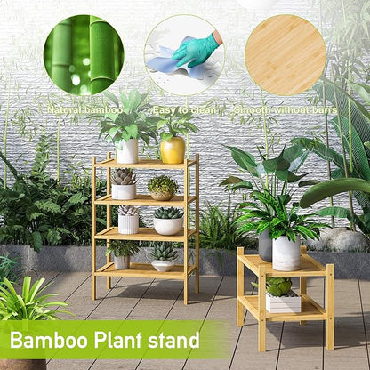 BMOSU 4-Tier Bamboo Small Shoe Rack Premium Stackable Shoe Shelf Storage Organizer for Hallway Closet Living Room Entryway Organizer(Natural)