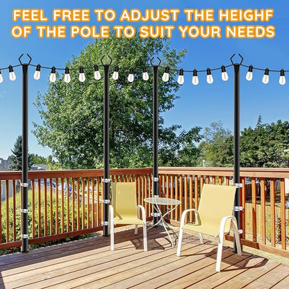 10 Pack String Light Poles,Poles for Outdoor String Lights 9 Ft Metal Poles with Fork for Outdoor String Lights,Outdoor Light Poles with Fork,Patio,Deck,Backyard