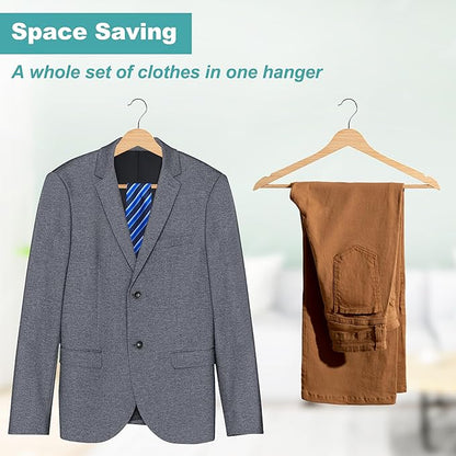 Quality Hangers Premium Slim Wooden Hangers 30 Pack - Thin Space Saving Hangers with 360 Degree Swivel Hook & Shoulder Groves Types of Clothing – Natural (30, Natural)