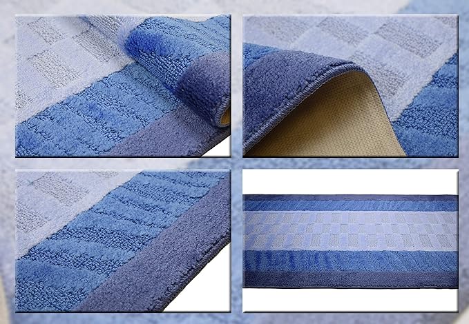 Custom Size Zebra Hallway Runner Rug Slip Resistant, 26 Inch Wide x Your Choice of Length Size, Blue, 26 Inch X 28 Feet, Sold and Priced Per Foot