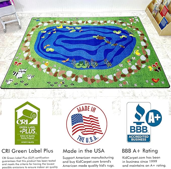 Nature All Around Us Daycare Rug, 7'6" x 12' Rectangle, Educational Classroom Rug, Kids Learning Play Mat | Area Rug for Bedroom or Playroom