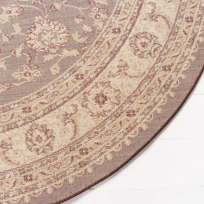 Rugs.com Aditi Collection Rug – 7' Round Brown Low Rug Perfect for Kitchens, Dining Rooms