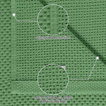 Homaxy 100% Cotton Kitchen Towels and Dishcloths Set, 12 x 12 Inches and 13 x 28 Inches, Set of 12 Bulk Kitchen Towels Set, Ultra Soft Absorbent Dish Cloths for Washing Dishes, Grass Green