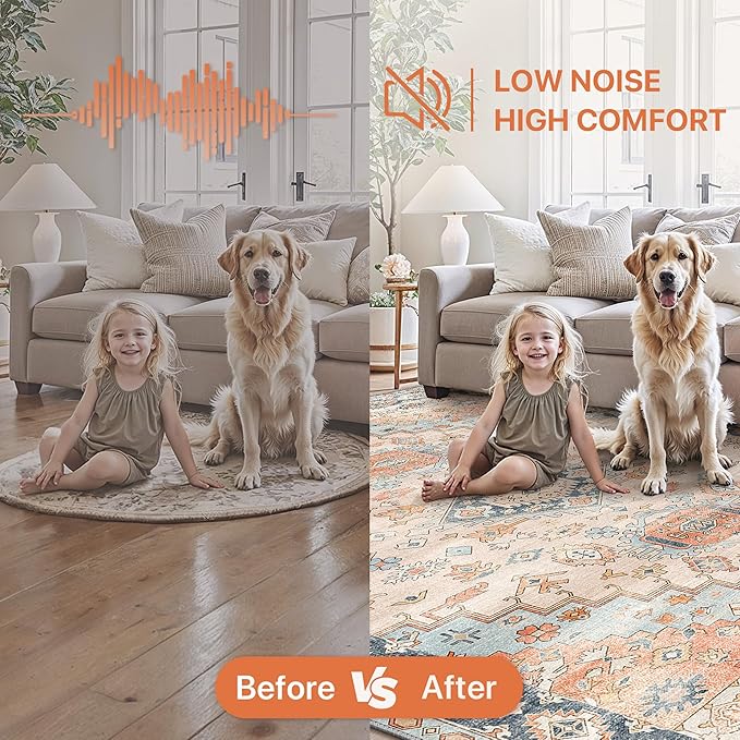 GENIMO 2x5 Washable Runner Rug for Hallway, Vintage Non Slip Low Pile Carpet, Soft Lightweight Printed Rug for Entryway, Kitchen, Corridor & Home Office, Peach Blossom