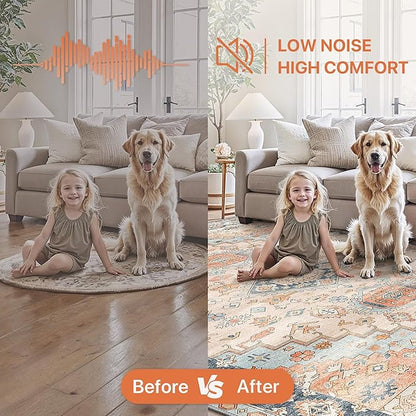 GENIMO 2x5 Washable Runner Rug for Hallway, Vintage Non Slip Low Pile Carpet, Soft Lightweight Printed Rug for Entryway, Kitchen, Corridor & Home Office, Peach Blossom