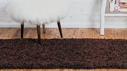 Unique Loom Solid Shag Collection Area Rug (2' 2" x 6' 5" Runner, Chocolate Brown)