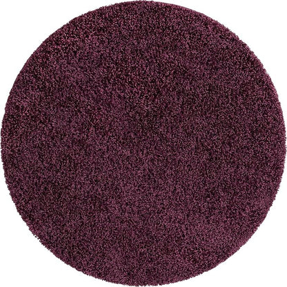 Unique Loom Solid Shag Collection Area Rug (7' 1" Round, Eggplant Purple)