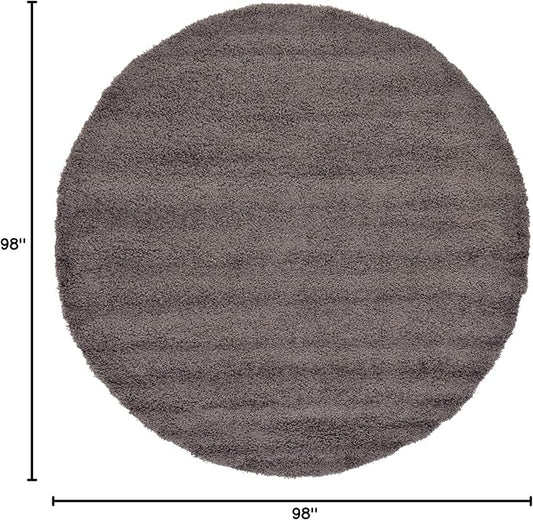 Unique Loom Solid Shag Collection Area Rug (8' Round Graphite Gray)