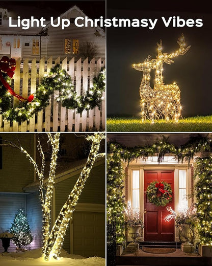 JACKYLED 300 LED Christmas String Lights, 110FT Connectable Waterproof String Lights Green Wire w/ 8 Modes & Memory, Christmas Decorations for Indoor Outdoor Xmas Tree Party Yard Garden, Warm White