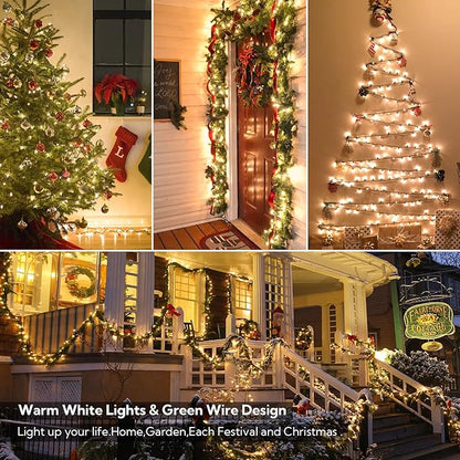 White Christmas Lights,100 Count Clear Mini Lights Incandescent Christmas Tree String Lights, Connectable for Christmas Decoration,Garland,Home,Patio, Wedding,Party,Festival (23 Feet)