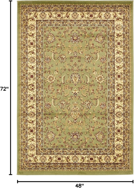 Rugs.com Aditi Collection Rug – 4' x 6' Green Low Rug Perfect for Living Rooms, Large Dining Rooms, Open Floorplans