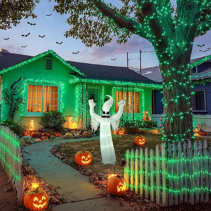 JMEXSUSS Green Lights for Halloween Decor, 66ft 200 LED Green String Christmas Lights Outdoor Indoor, Clear Wire Christmas Light Plug in for Garden Party Christmas Tree Halloween Decorations
