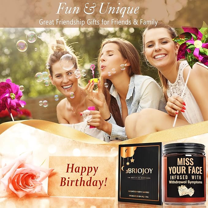 Funny Friend Gifts for Women Men - Miss Your Face Candle - Friendship, Birthday Gift for Her Him - Gifts for Best Friend Bestie Sister Mom - Fun Relaxing Gift - Natural Soy Wax Candle for Home