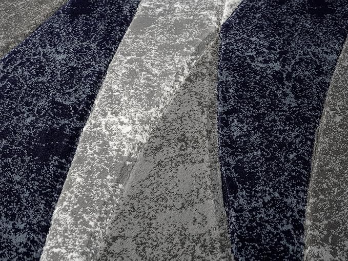 Ultra Soft Area Rug Hand Carved - Modern Abstract Design for Indoor Living Room & Bedroom - Stain Resistant, Easy to Clean - (2'7''x7, Blue)