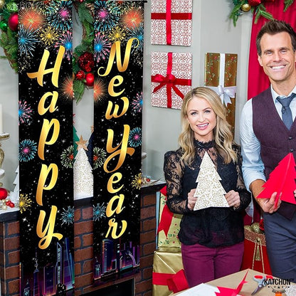 KatchOn, XtraLarge Happy New Year Banner – 72x12 Inch | Happy New Year Door Banner for New Years Decorations 2026 | New Years Eve Party Supplies 2026 | Nye Decorations 2026, Nye Party Supplies