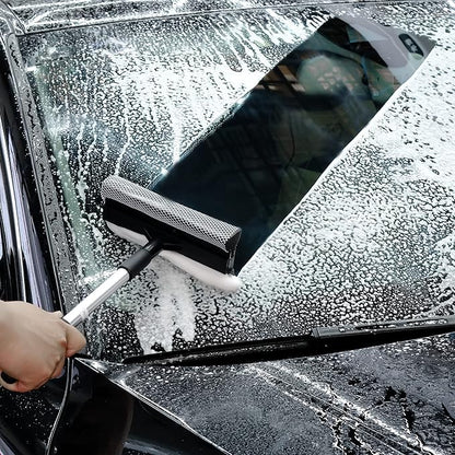 Polyte Window Squeegee for Car Windshields and Window Cleaning Tool, Extendable Aluminum Handle 14-20 in. (Black)