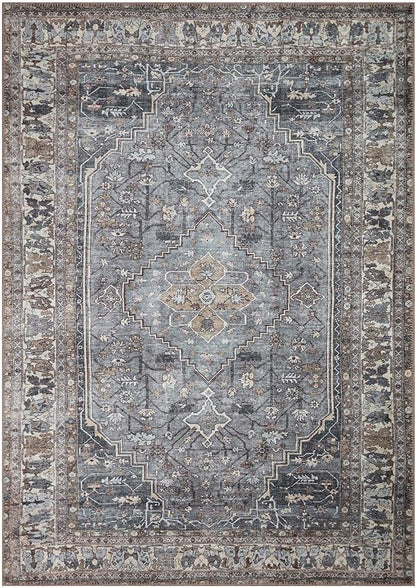 Keen Home Design 9x12 Rug - Machine Washable Area Rug with Non-Slip Backing, Ideal for Living Room, Dining Room, Bedroom - Vintage, Easy Clean, Durable, Low Pile Rug - (9' x 12')