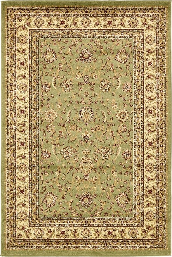 Rugs.com Aditi Collection Rug – 4' x 6' Green Low Rug Perfect for Living Rooms, Large Dining Rooms, Open Floorplans