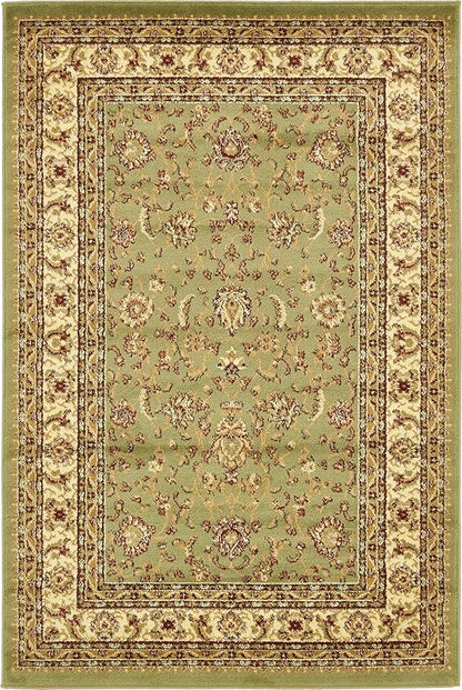 Rugs.com Aditi Collection Rug – 4' x 6' Green Low Rug Perfect for Living Rooms, Large Dining Rooms, Open Floorplans