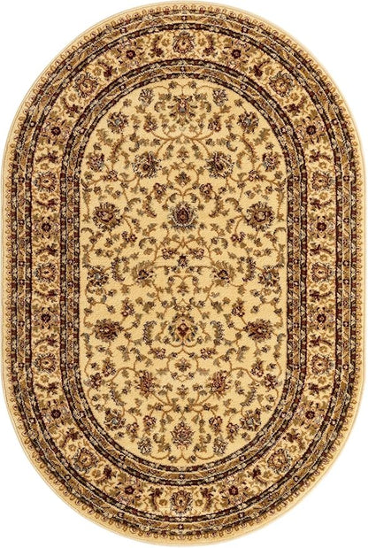 Rugs.com Aditi Collection Rug – 4' x 6' Oval Cream Low Rug Perfect for Living Rooms, Large Dining Rooms, Open Floorplans