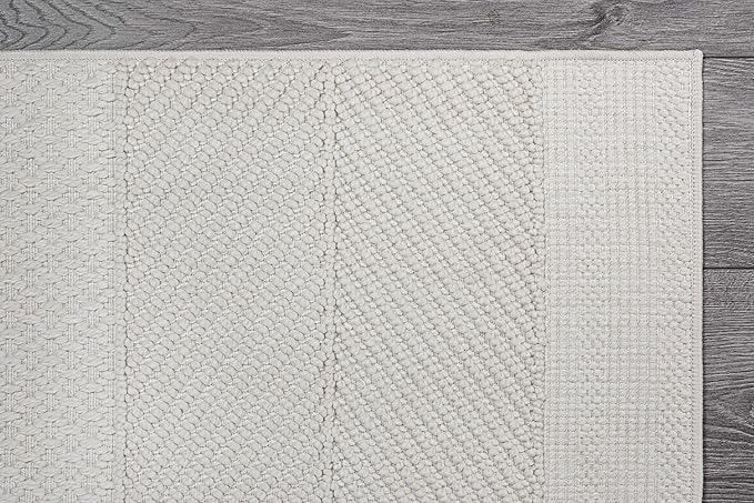 Beverly Rug Micro Loop Area Rug White 8x10 Modern Luxury Soft Boho Geometric Durable Indoor Area Rugs for Living Dining Room Office Stain Resistant Non Shedding Casual Indoor Carpet White 8 x 10