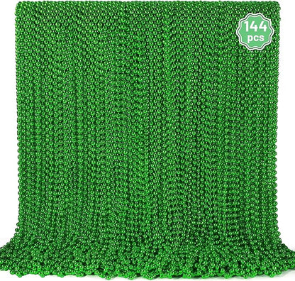 YAXINRUI 144 PCS St. Patricks Day Necklaces, Green Mardi Gras Christmas Bead Necklaces, 33" St. Patrick's Day Green Beads St. Patricks Day Accessories for Mardi Gras, St. Patricks Day Party Favors