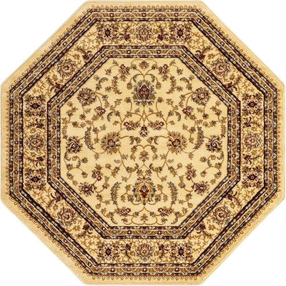 Rugs.com Aditi Collection Rug – 5' 3 Octagon Cream Low Rug Perfect for Living Rooms, Kitchens, Entryways