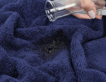 American Soft Linen Luxury Washcloths for Bathroom, 600 GSM 100% Cotton 4 Piece Turkish Wash Cloth Set, 13x13 in Soft Rags for Body and Face, Navy Blue Washcloths