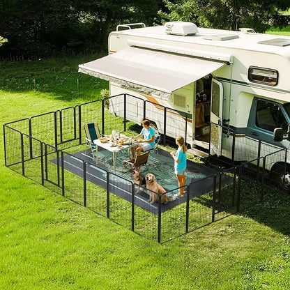 FXW Instant Unleashed Dog Playpen, Portable Pet Fence for Outdoor, RV Trips, and Camping, 40 inch, 24 Panels for Medium and Large Dogs with 7' x 9' RV Mat│Patented