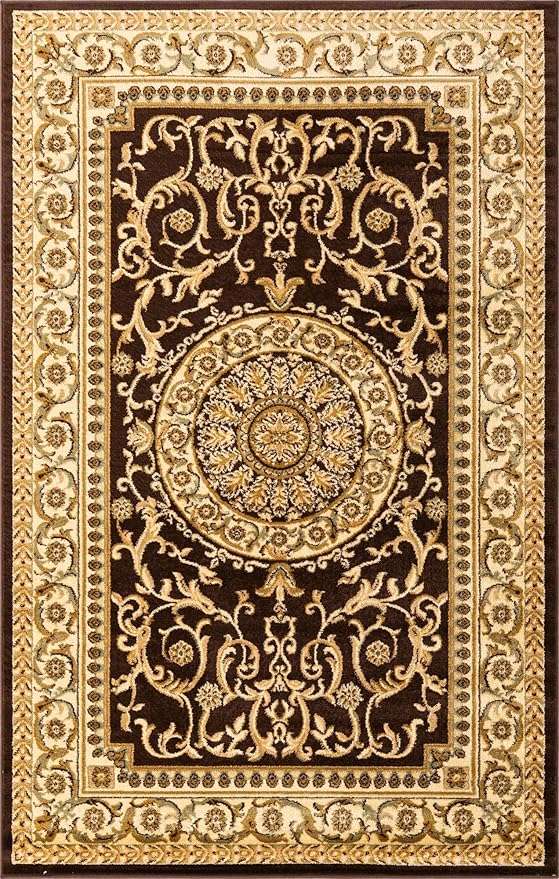 Rugs.com Chateau Collection Rug – 5x8 Brown Medium-Pile Rug Perfect for Bedrooms, Dining Rooms, Living Rooms