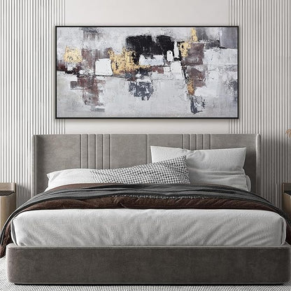Abstract Wall Art Small Size Black And Gold Wall Decor Framed Home Decoration Artwork Decor Modern Canvas Painting Living Room Decor For Bedroom Office Wall Decor 20"X40"
