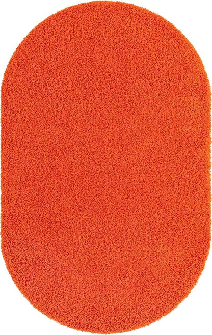 Unique Loom Solid Shag Collection Area Rug (5' 1" x 8' Oval, Tiger Orange)