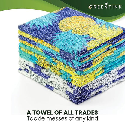 Eco-Friendly Reusable Dish Cloth Set – 10-Pk Multipurpose Kitchen Cleaning Cloth Made from Recycled Materials – Absorbent Dish Towels & Non-Scratch Cleaning Rags, 12x12 in.