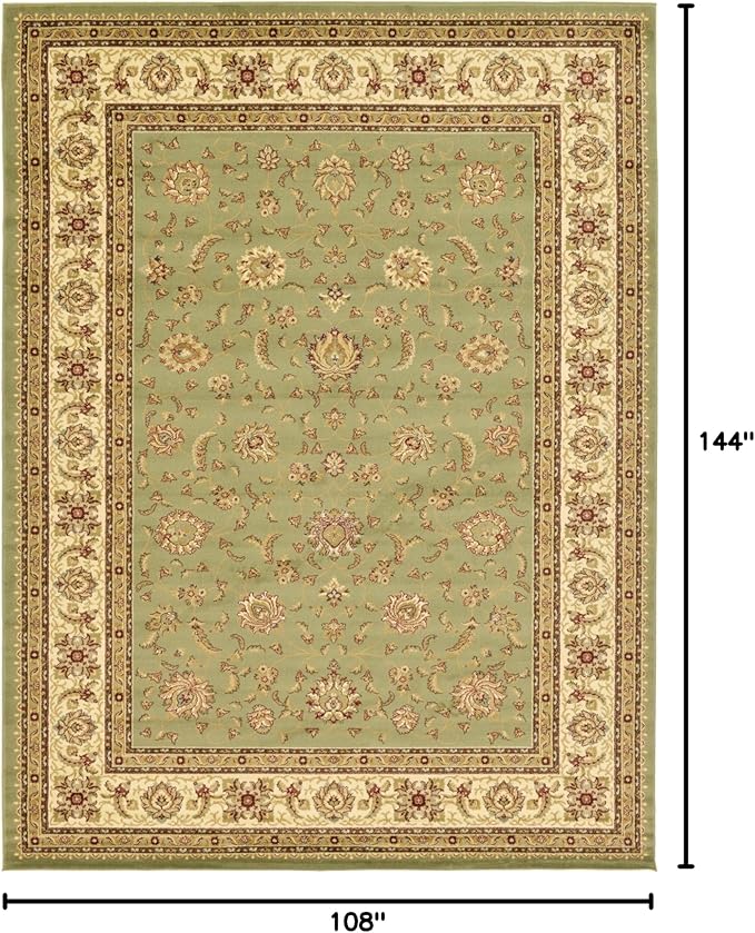 Rugs.com Aditi Collection Rug – 9' x 12' Green Low Rug Perfect for Living Rooms, Large Dining Rooms, Open Floorplans