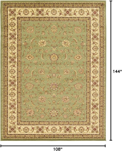 Rugs.com Aditi Collection Rug – 9' x 12' Green Low Rug Perfect for Living Rooms, Large Dining Rooms, Open Floorplans