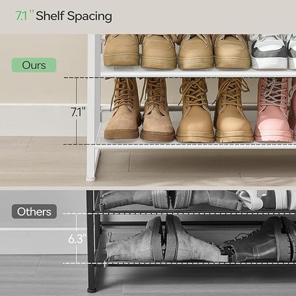 Shoe Rack, Long Shoe Organizer,Max Holds 50 Pairs,8 Tier Metal Shoe Storage Shelf,4-Tier Stackable Shoes Organizer for Garage, Entryway,White