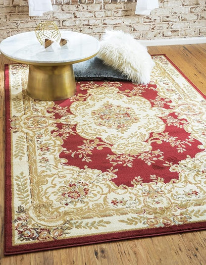 Rugs.com Chateau Collection Rug – 5x8 Red Medium-Pile Rug Perfect for Bedrooms, Dining Rooms, Living Rooms