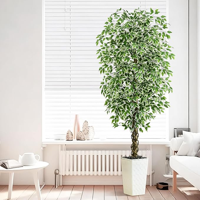 Artificial Ficus Tree (1, Crack-White, 6FT)