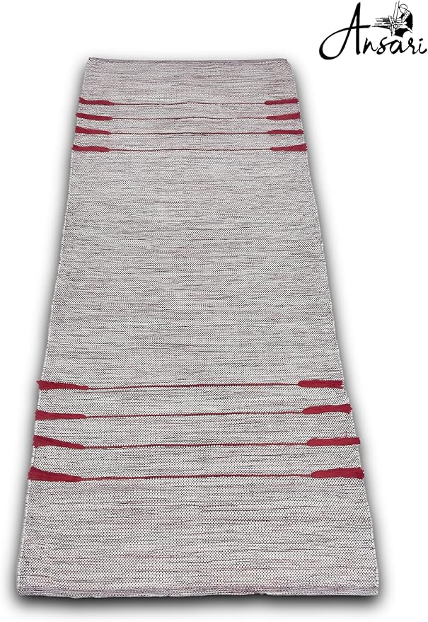 Craftyansari Handwoven Cotton Yoga Mat, Natural, 72 x 24 Inches, Fair Trade, Soft Absorbent Surface for Exercise, Workout, Meditation