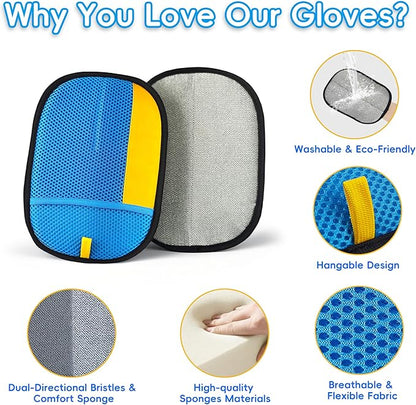 Thickened Ectrostatic Pet Hair Removal Glove, Magic Brush Pet Hair Remover Tool for Cat & Dog, Upgraded Reusable Pet Hair Gloves for Couch, Clothing, Carpet & Car Seat, Cat Grooming Gloves