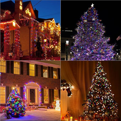 LJLNION 1000 LED Fairy String Lights, 328FT Long Outdoor Christmas Lights, Waterproof IP65 Green PVC Copper Wire Lights, 8 Lighting Modes Plug in for Xmas Tree Holiday Party Wedding Decor, Multicolor